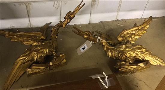 Pair giltwood ho-ho birds